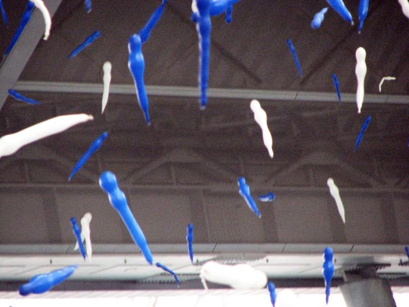 balloons in flight at seibu kyujo japan baseball game