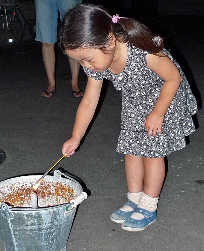 little japanese girl lighting fireworks little japanese girl lighting fireworks