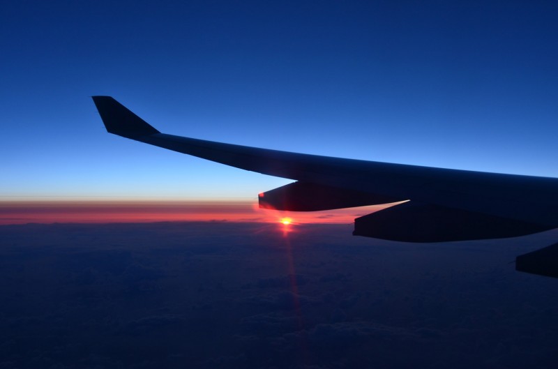 sun set from plane sunset sunrise not darkness in north at summer solstice