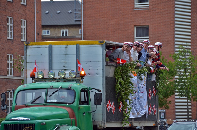 studentereksamen students graduate from high school gymnasium in denmark sailor hats party in farm truck copenhagen denmark