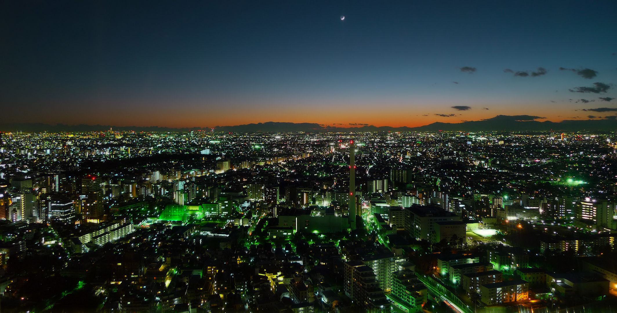 mount fuji sunset tokyo crescent moon 富士山　夕焼け　三日月