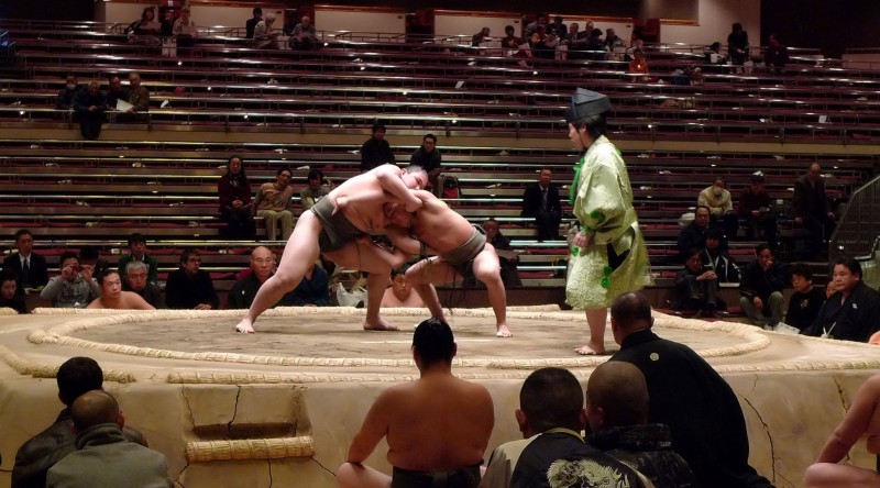 sumo tokyo japan sumo contest wrestler big little