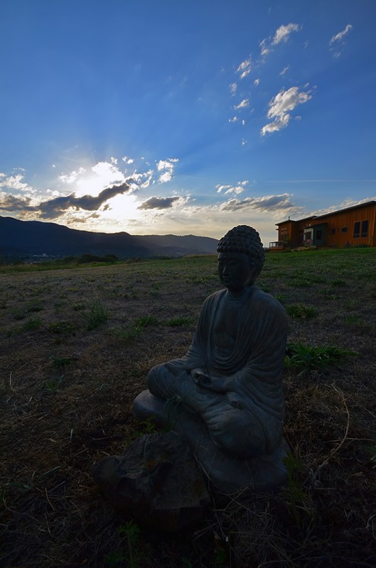 buddha Buddha under a blue sky sunset