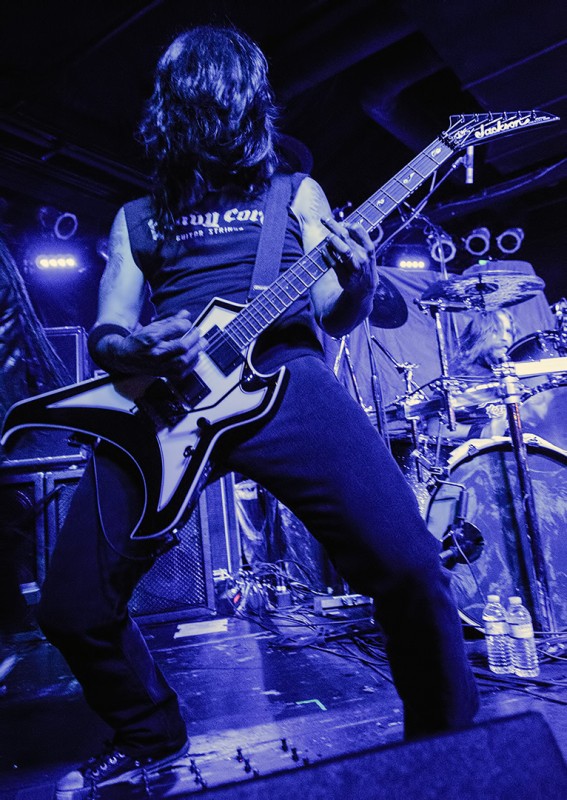 Death Angel's Rob Cavestany on lead guitar at ace of spades tour 2012 anthrax testament 