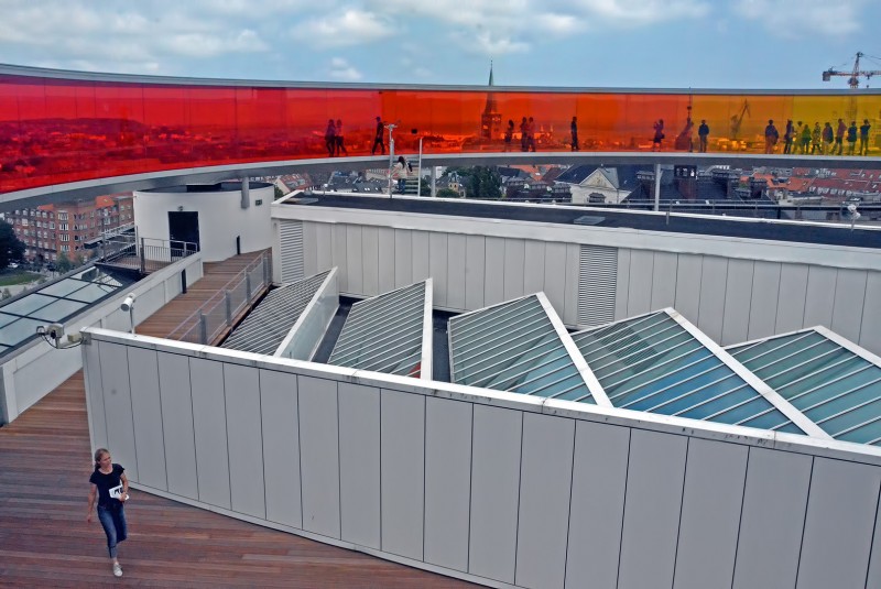 rainbow walkway on top of aarhus denmark's art museum