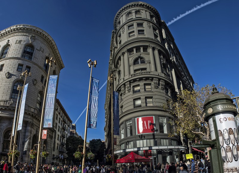 powell street san francisco panorama downtown san francisco union square market powell gap