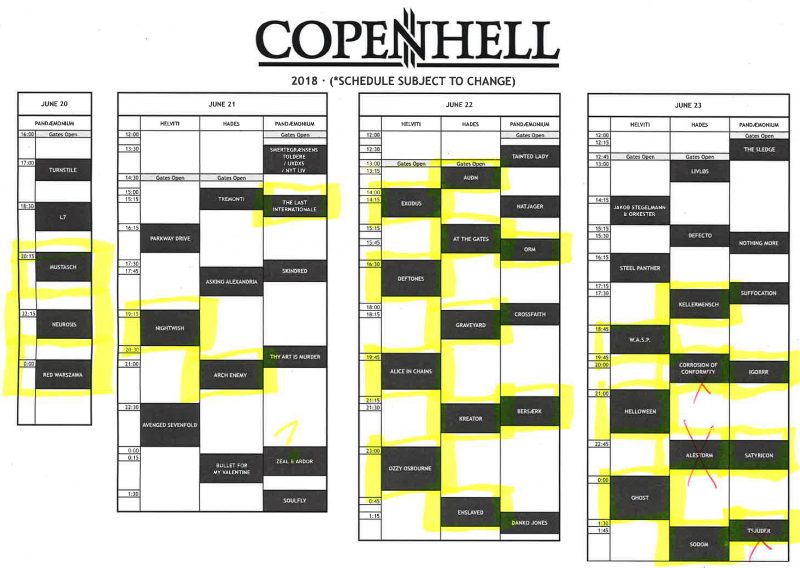 2018 copenhell schedule time day
