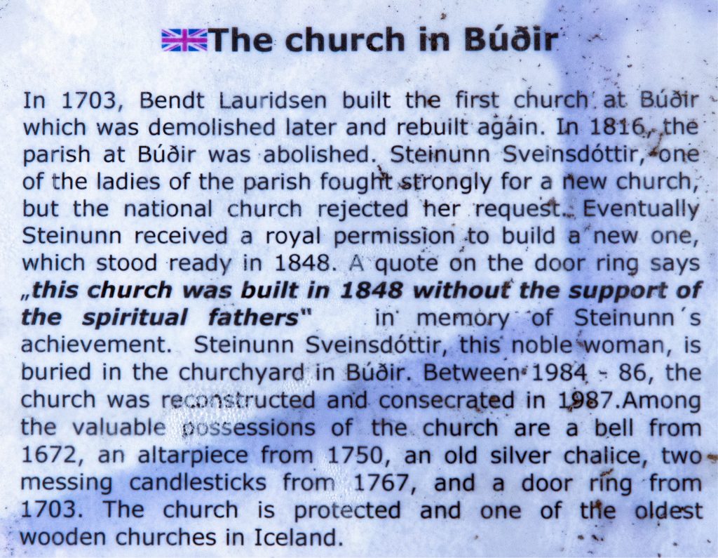 Búðakirkja iceland black church budir description