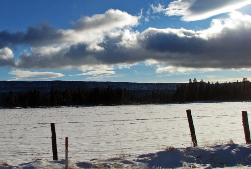 california winter scene snow clouds