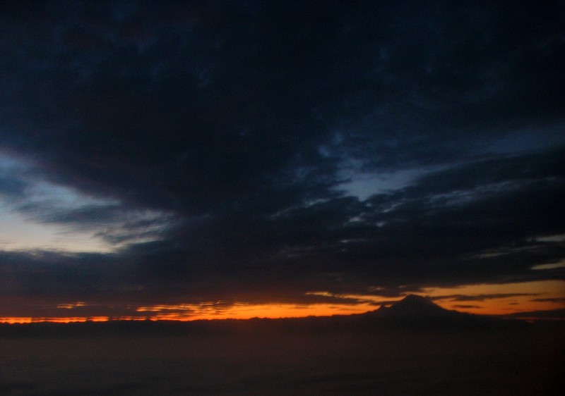 mt. rainer mount rainer airplane sunrise