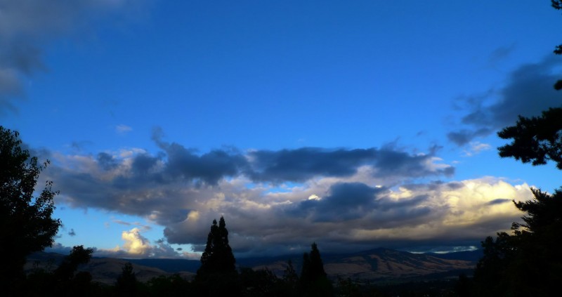 clouds blue sky mountains