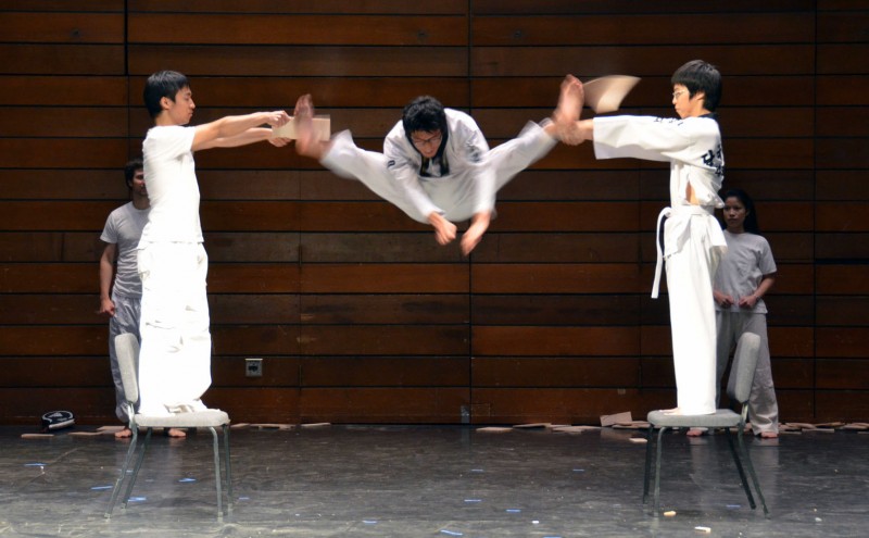 flying double kick jump tae kwon do