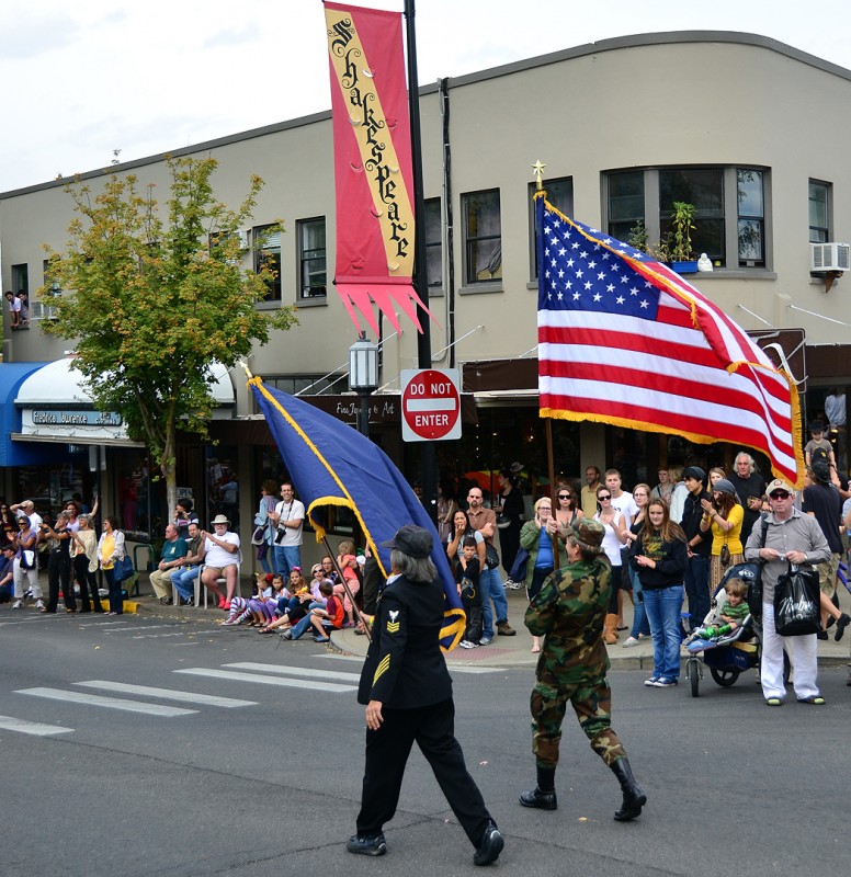 color guard hoisting flag oregon shakespeare festival