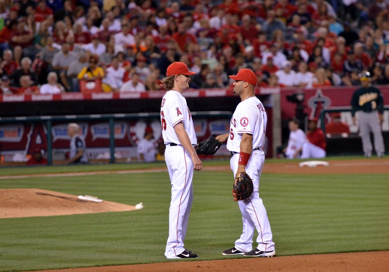 jered weaver and albert pujols angels baseball