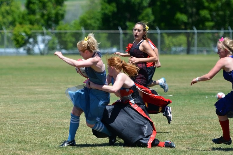 BRUTLE hit female on female tackle rugby football southern oregon university