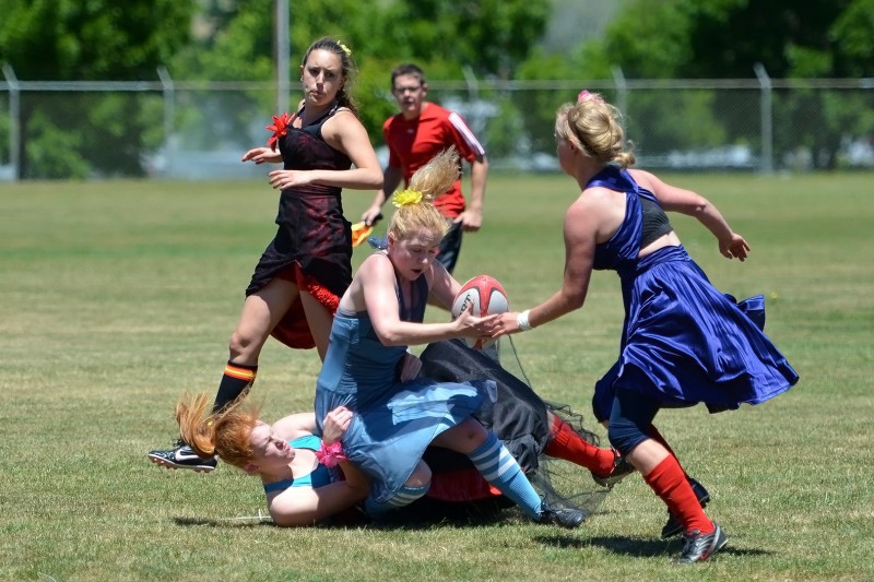 Southern Oregon University women's rugby tackling football