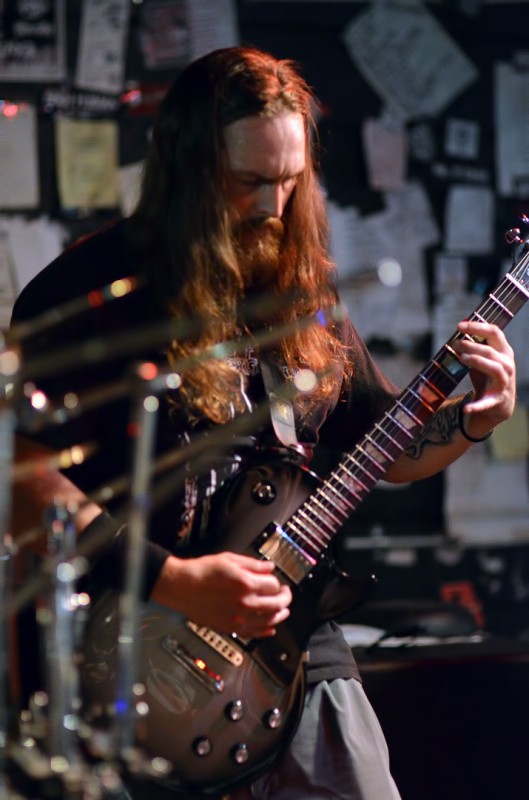 guitarist for Exsanguination elijah at musichead in medford oregon elijah on guitar exsanguination brookings oregon