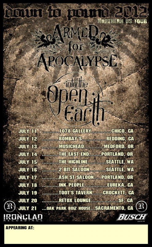 into the open earth concert flyer armed for apocalypse northwest tour 2012