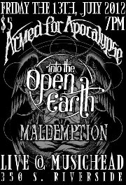 maldemption flyer musichead armed for apocalypse into the open earth friday the 13th thirteenth live musichead armed for apocalypse