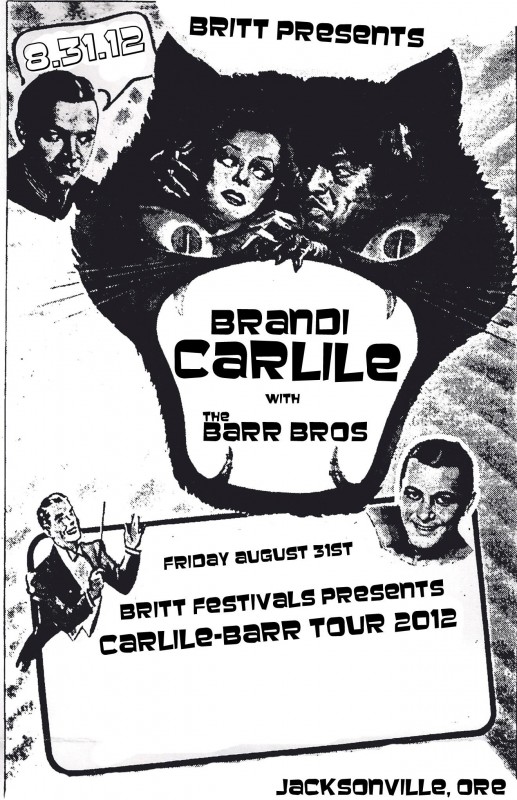 brandi carlile the barr bros britt festivals jacksonville oregon august 31 2012 flyer promo