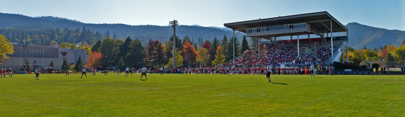 panorama photomerge raider stadium kickoff fall autumn colors
