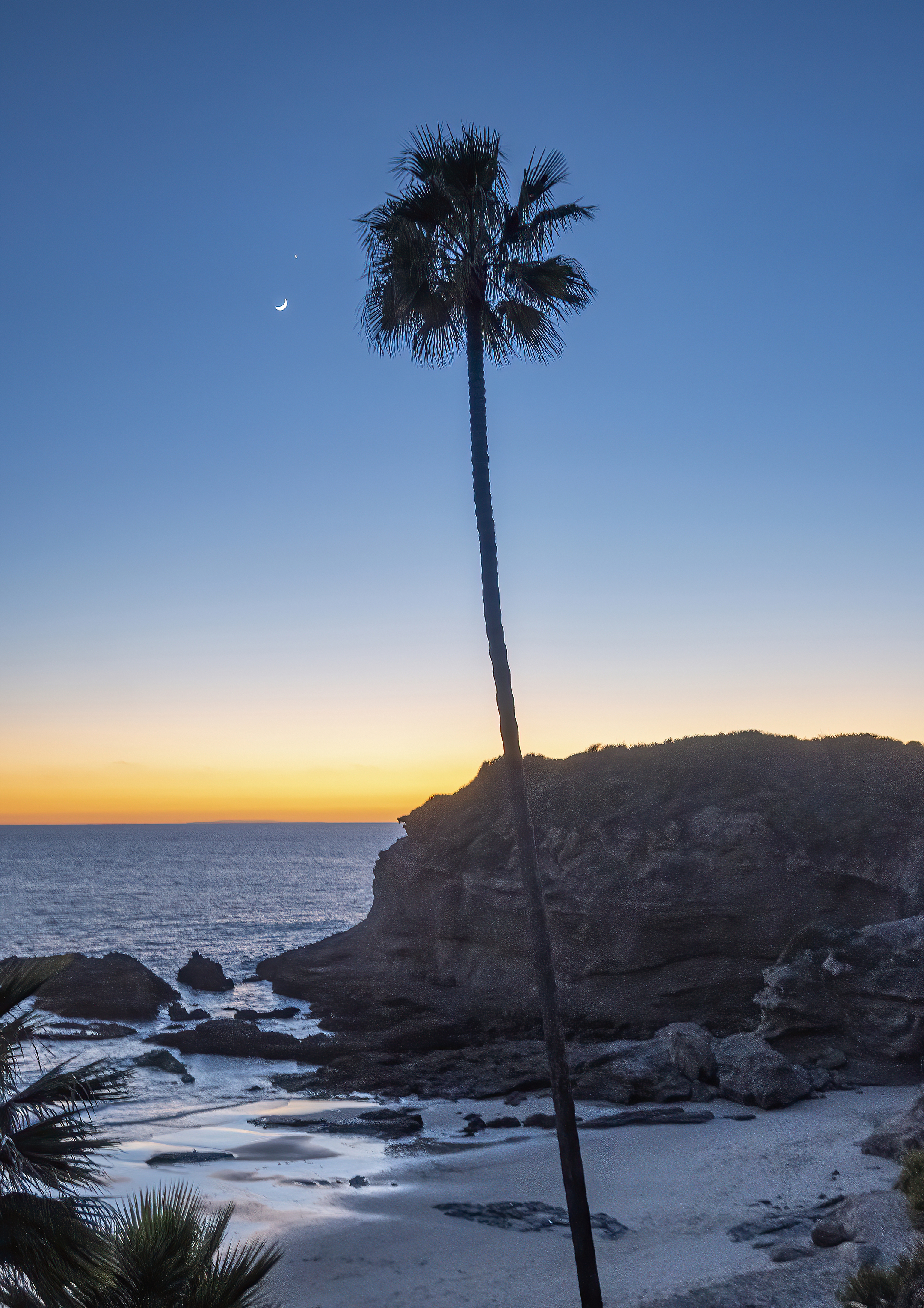  Three Arch Bay Beach Laguna Beach California sunset moon venus