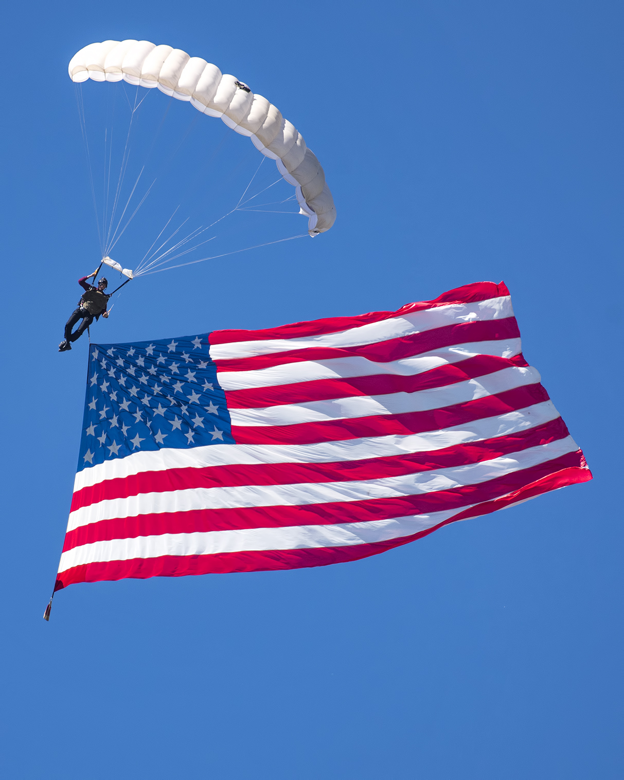 red bluff round-up rodeo american flag parachute