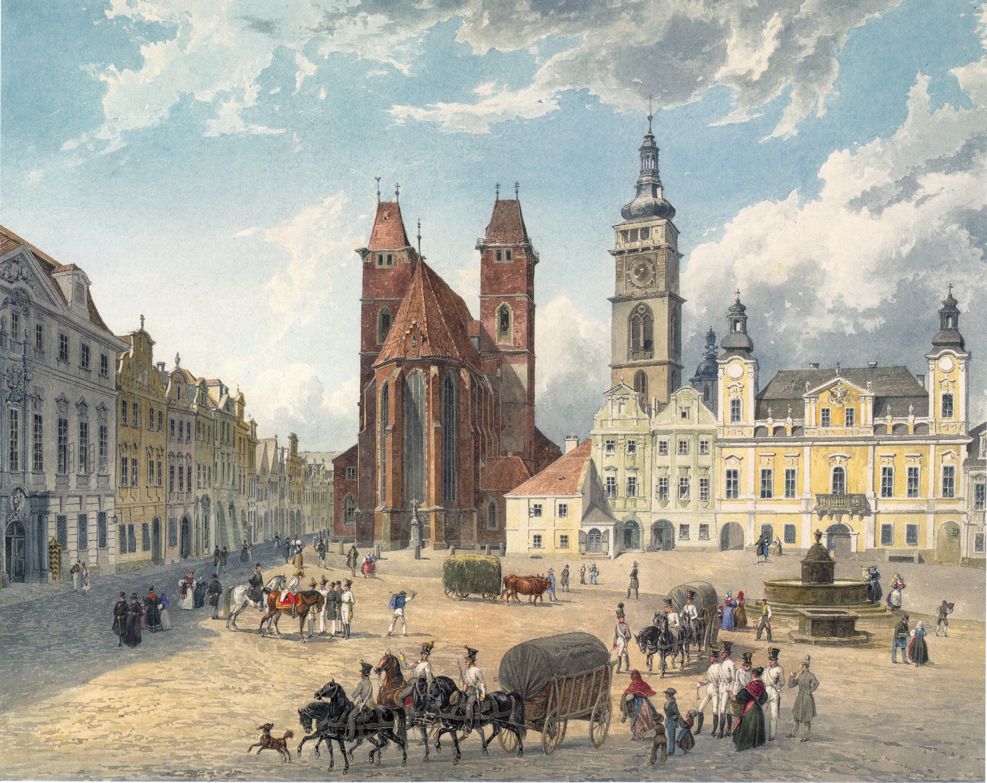 Eduard_Gurk_-_Domkirche_und_bischöfliche_Residenz_in_Königgrätz_-_1836